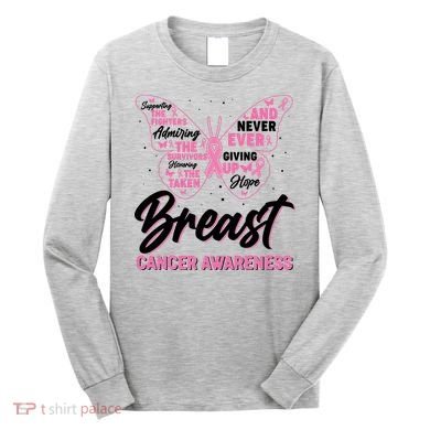 Breast Cancer Awareness Butterfly Long Sleeve Shirt