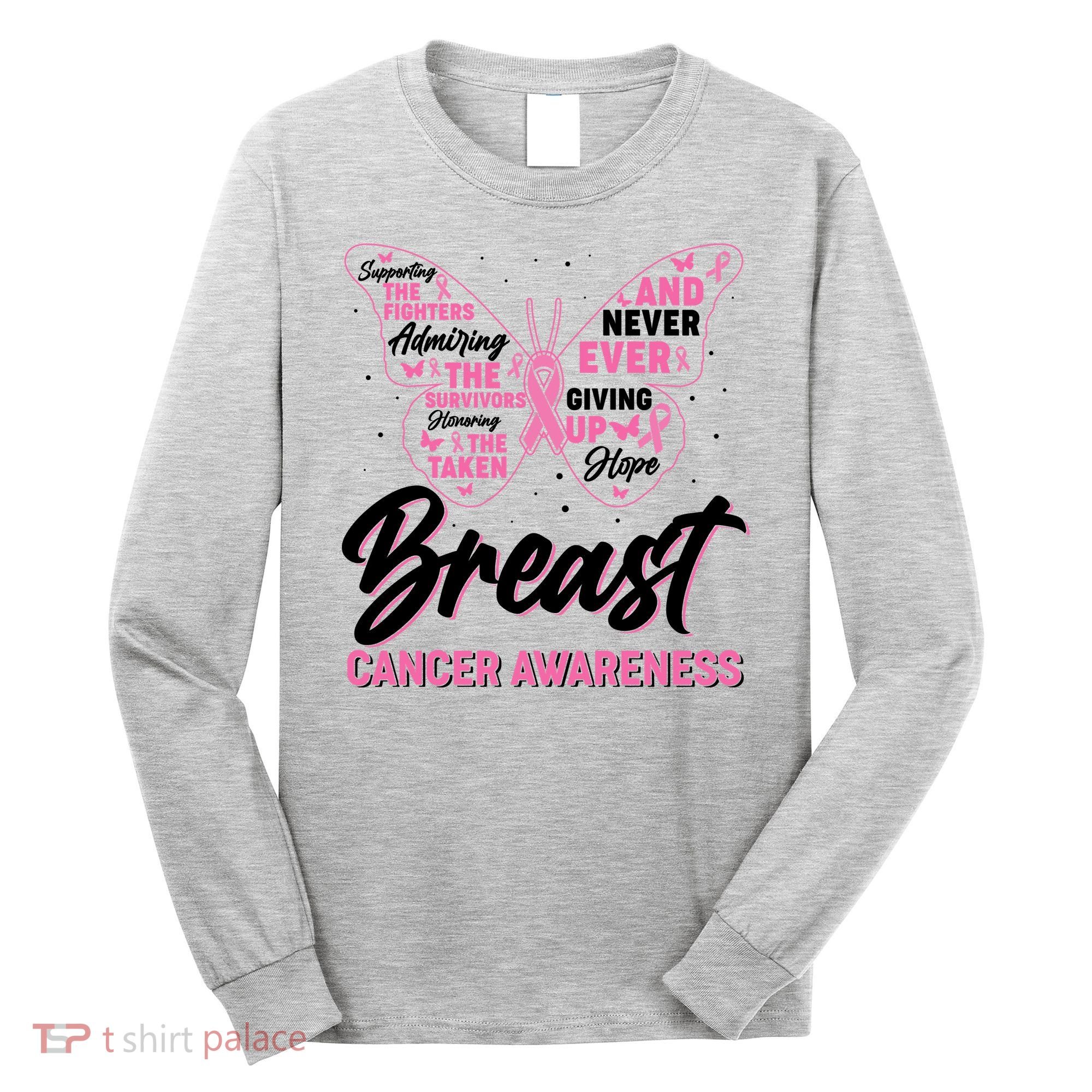 Breast Cancer Awareness Butterfly Long Sleeve Shirt