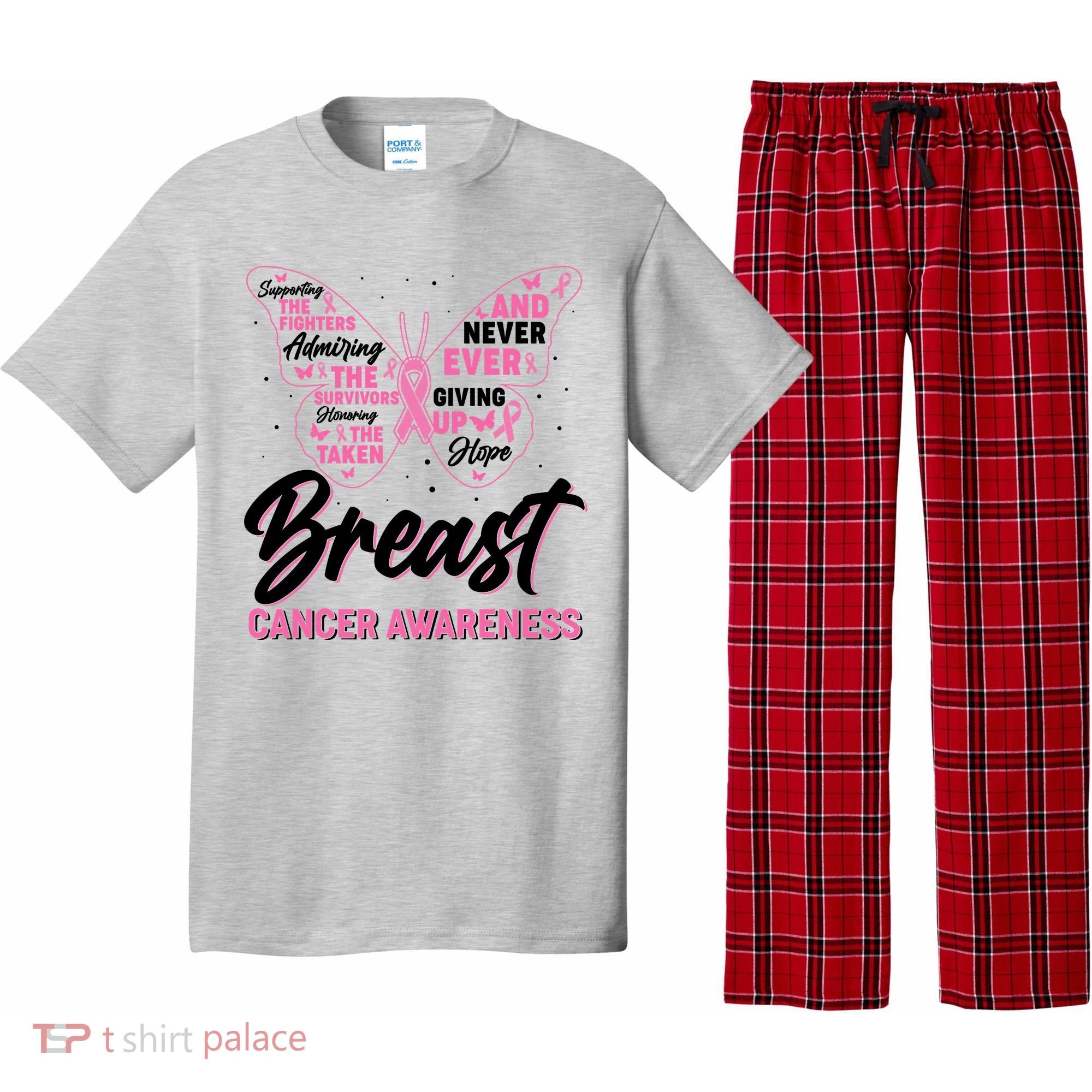 Breast Cancer Awareness Butterfly Pajama Set
