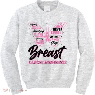 Breast Cancer Awareness Butterfly Kids Sweatshirt