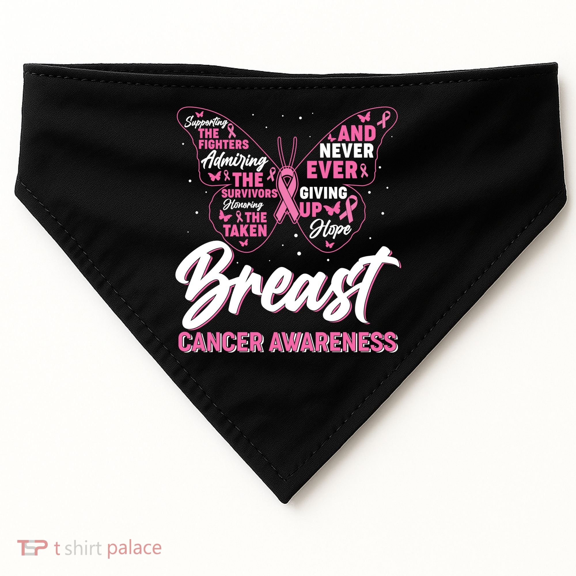 Breast Cancer Awareness Butterfly USA-Made Doggie Bandana