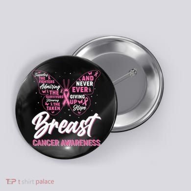 Breast Cancer Awareness Butterfly Button