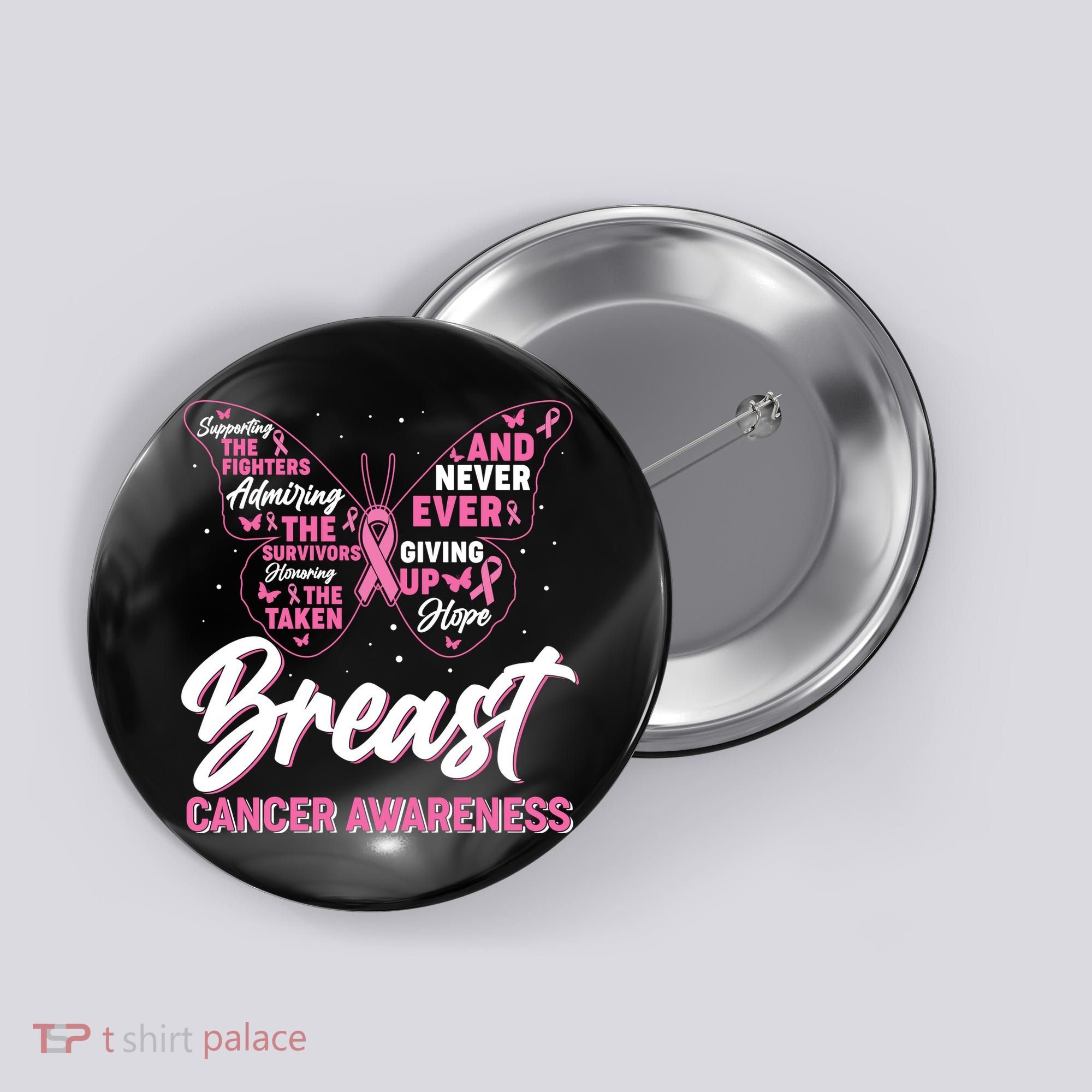 Breast Cancer Awareness Butterfly Button