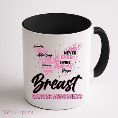 Breast Cancer Awareness Butterfly Coffee Mug back