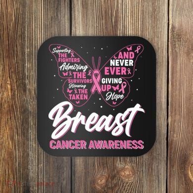 Breast Cancer Awareness Butterfly Coaster
