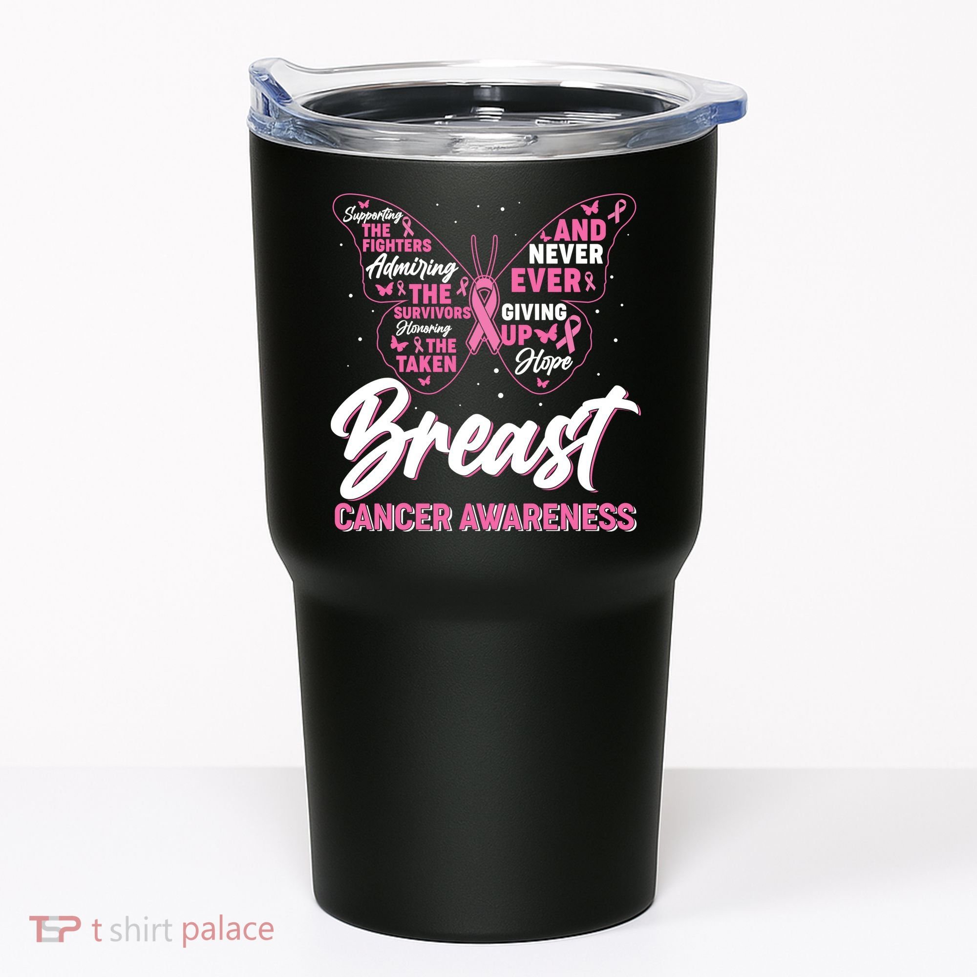 Breast Cancer Awareness Butterfly Tumbler