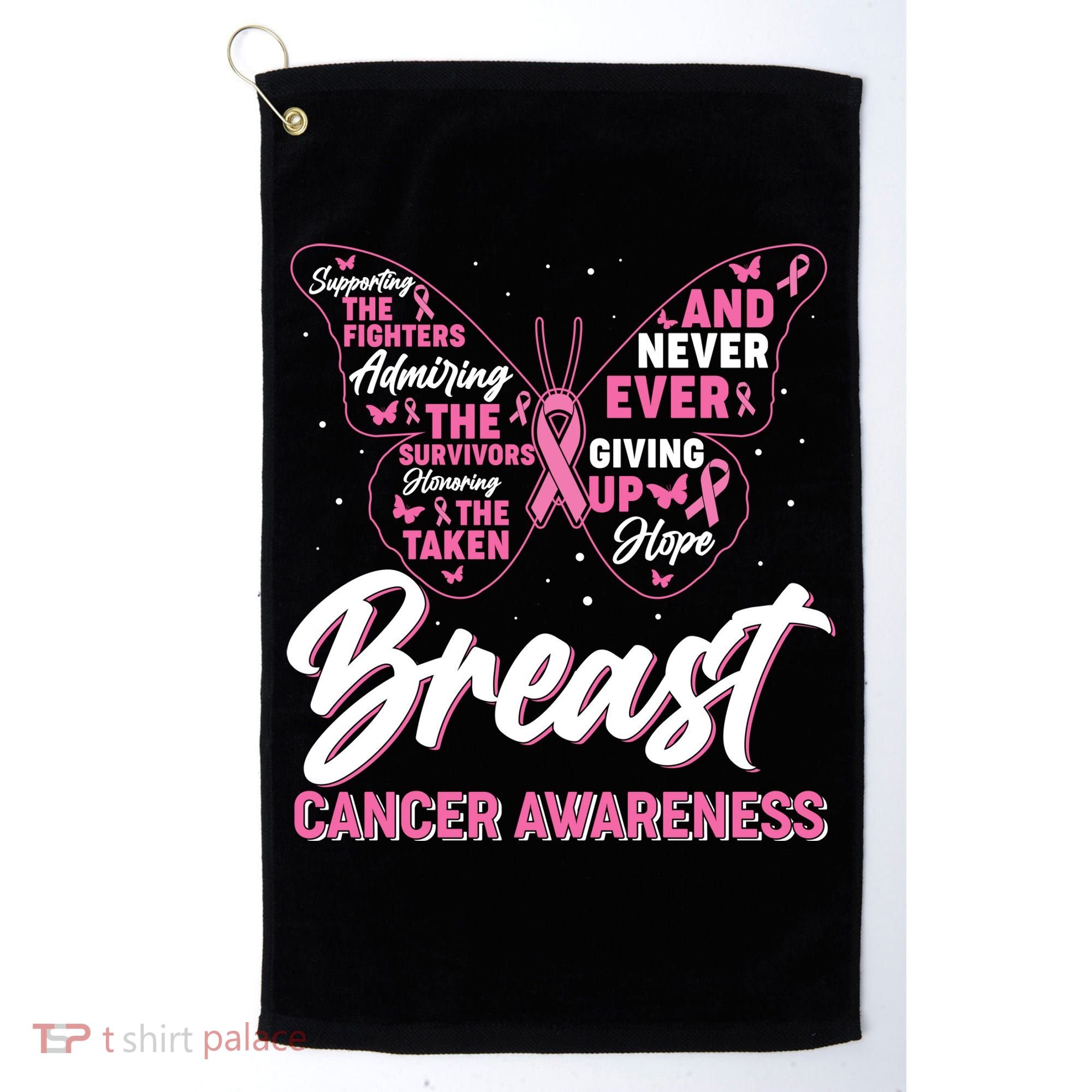 Breast Cancer Awareness Butterfly Golf Towel