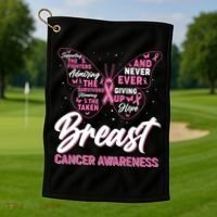 Breast Cancer Awareness Butterfly Golf Towel thumb 1