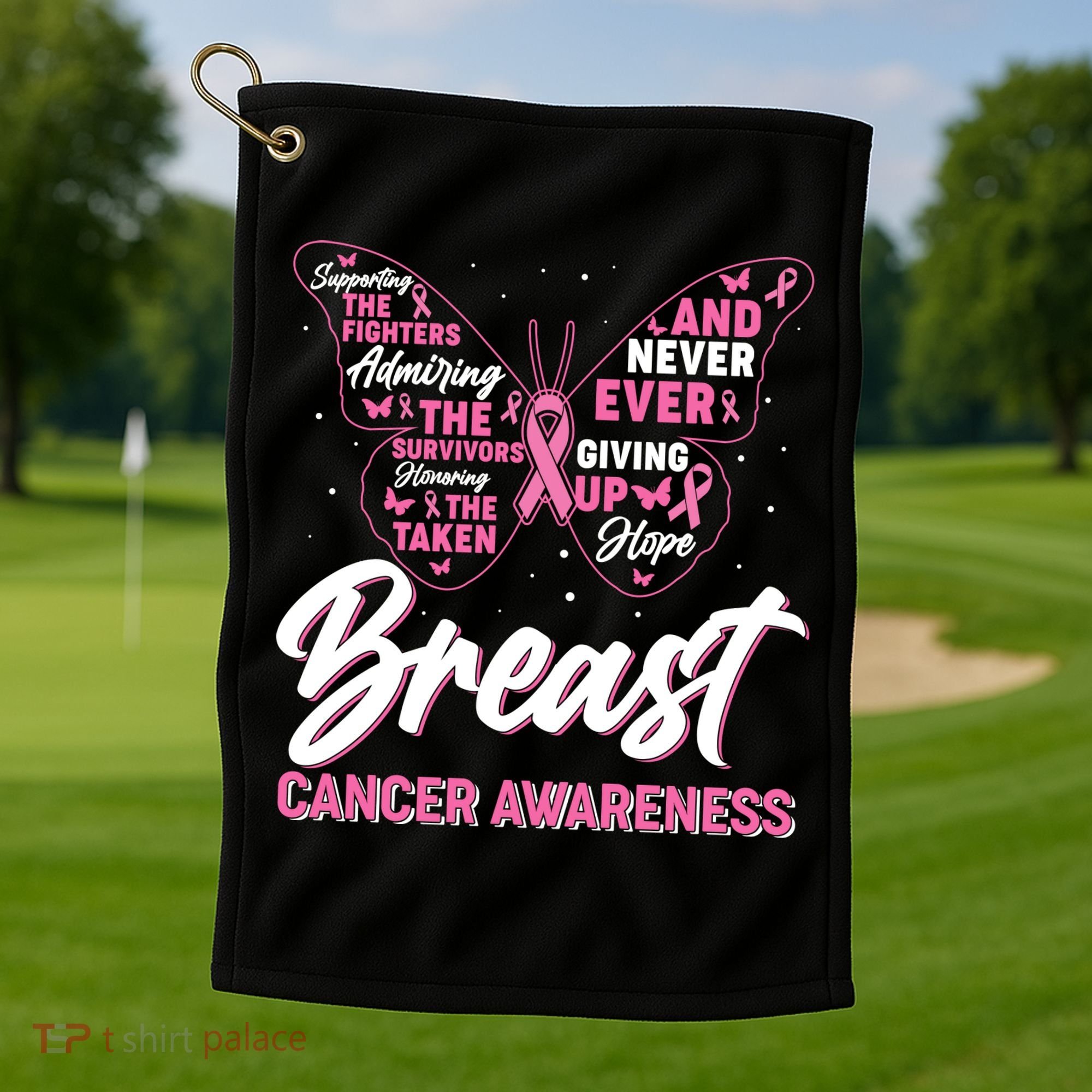Breast Cancer Awareness Butterfly Golf Towel