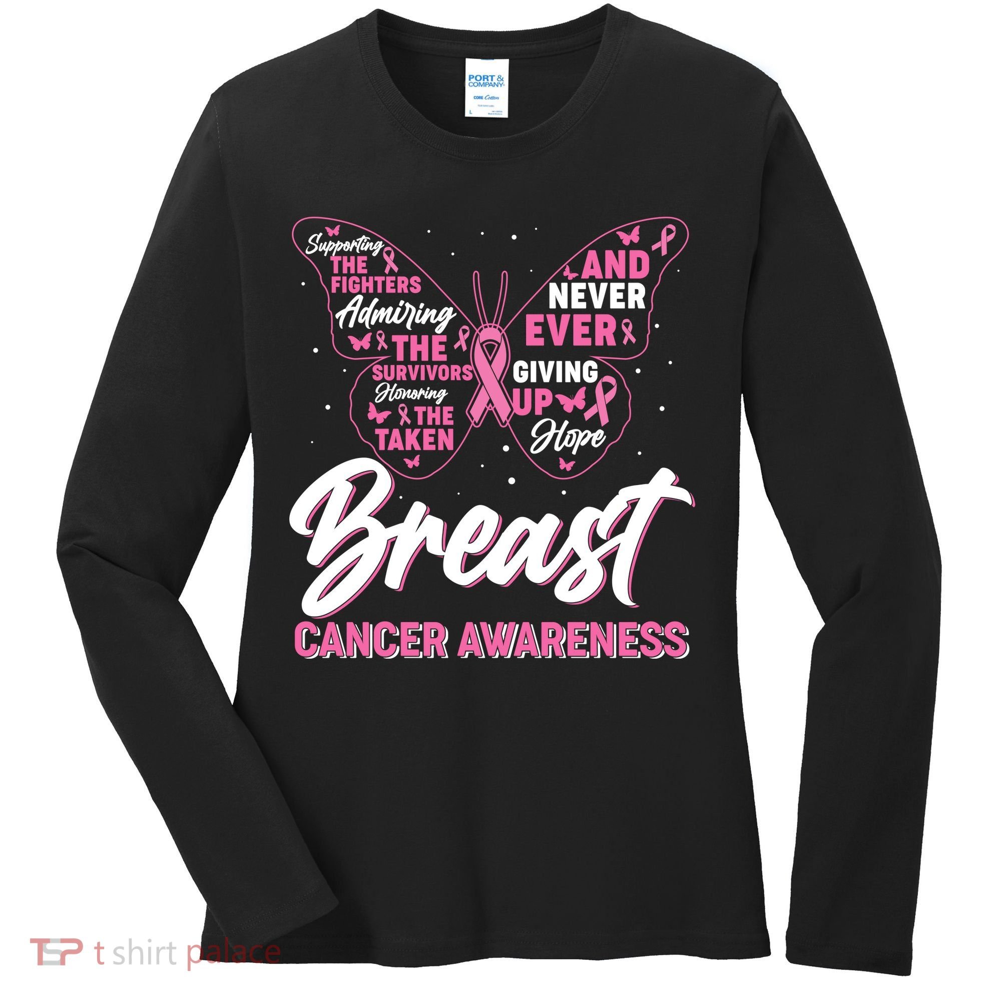 Breast Cancer Awareness Butterfly Women's Long Sleeve Shirt