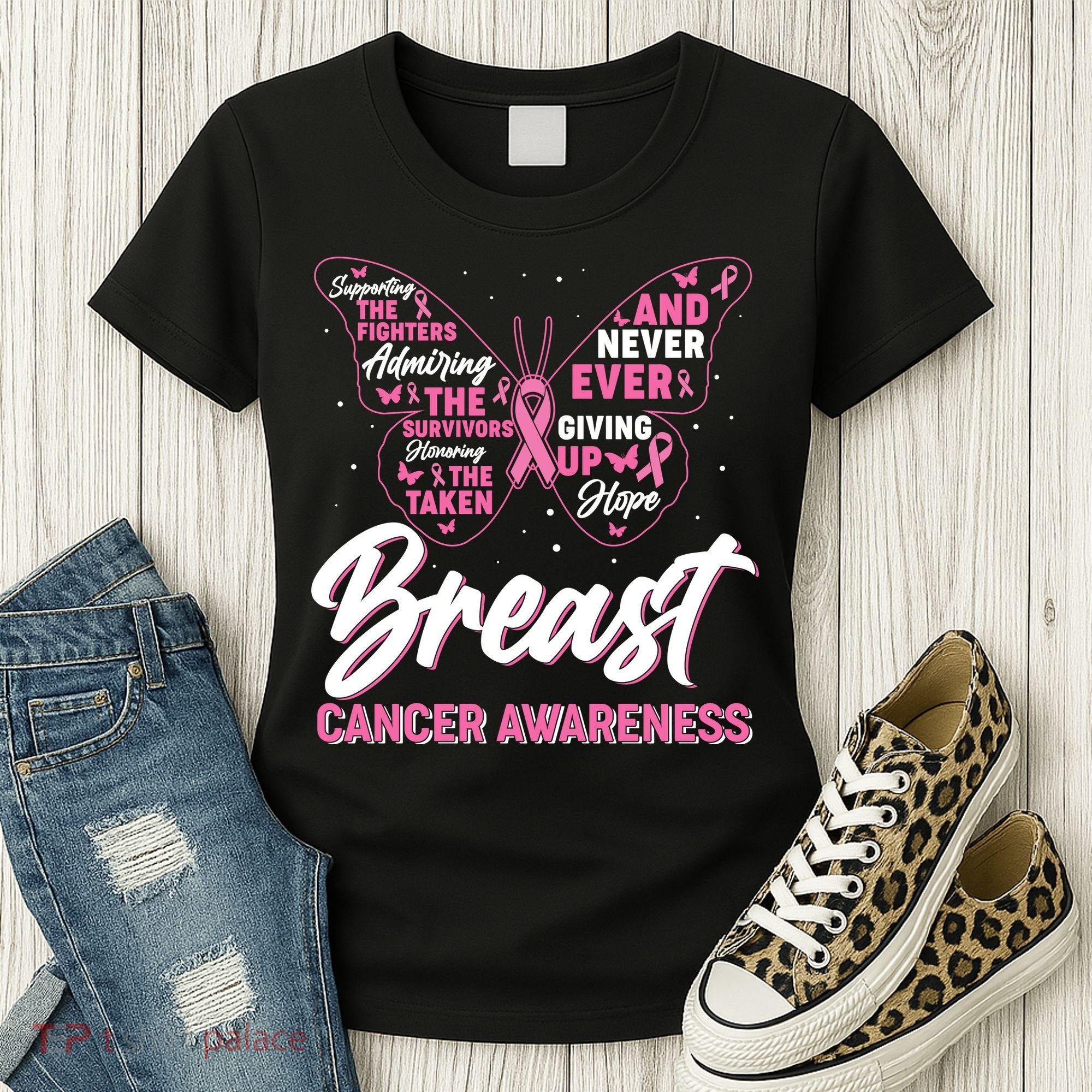 Breast Cancer Awareness Butterfly Women's T-Shirt