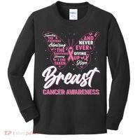 Breast Cancer Awareness Butterfly Kids Long Sleeve Shirt thumb 0