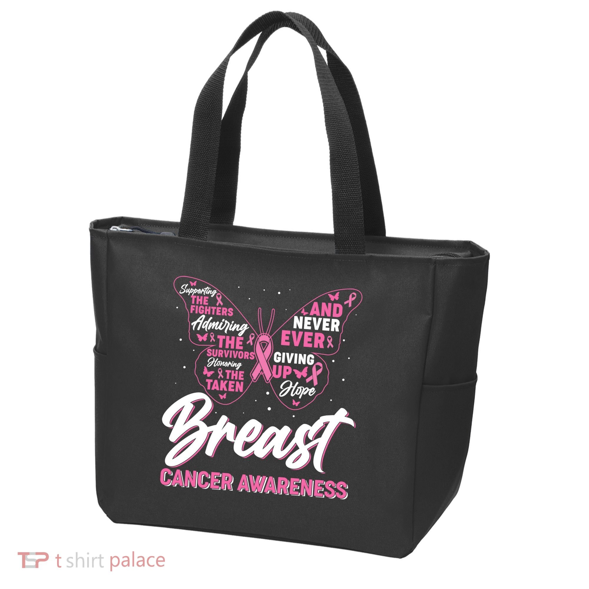 Breast Cancer Awareness Butterfly Tote Bag