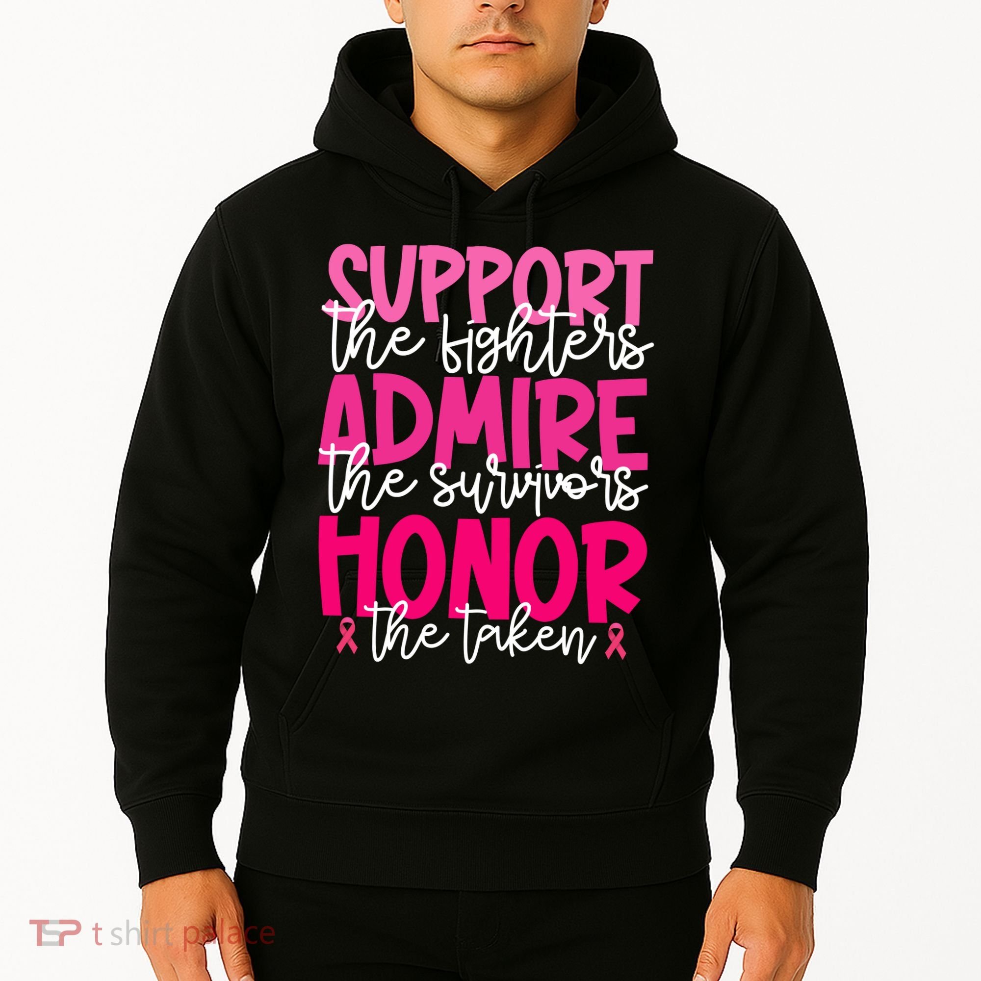 Breast Cancer Awareness Support Admire Honor Ribbon Hoodie