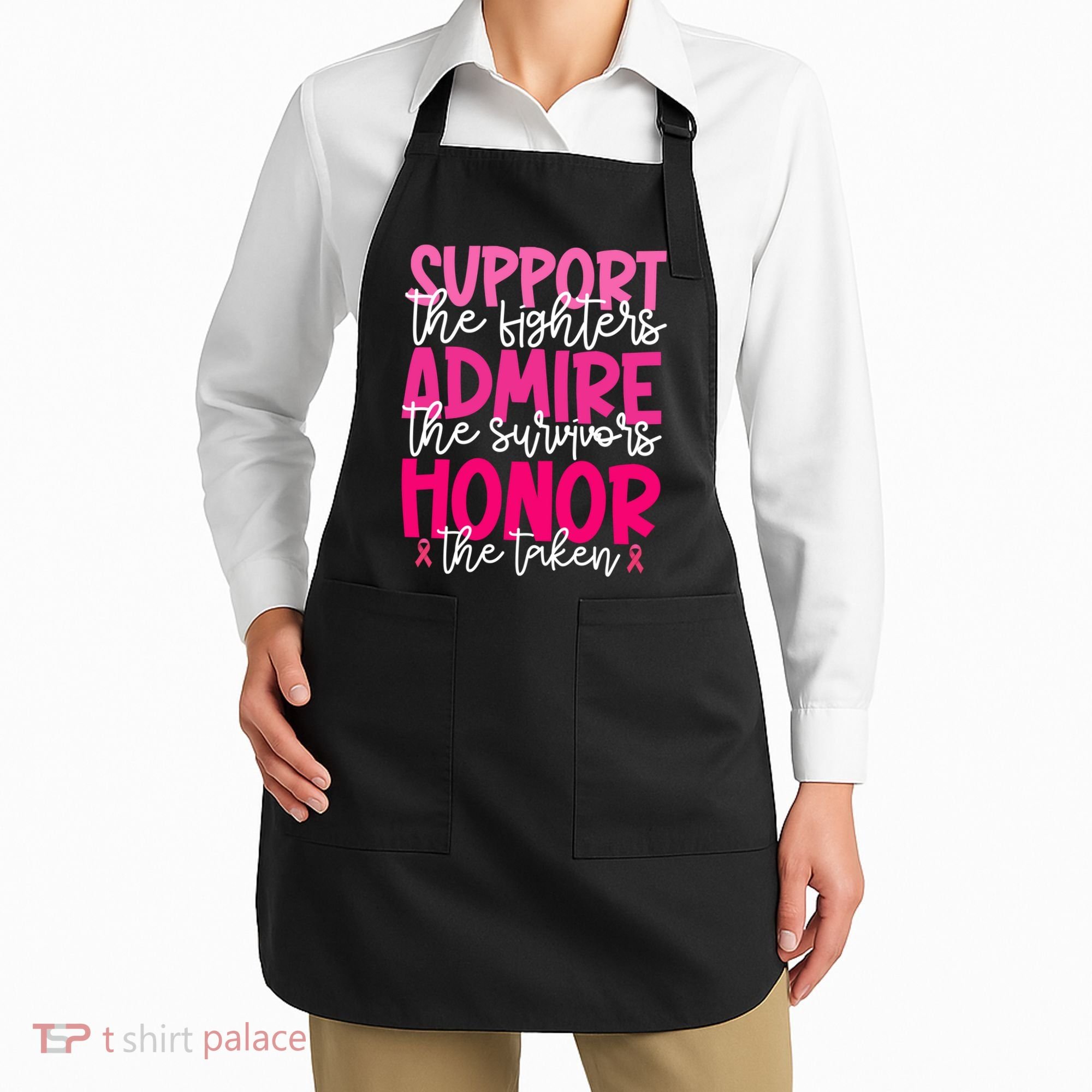Breast Cancer Awareness Support Admire Honor Ribbon Apron
