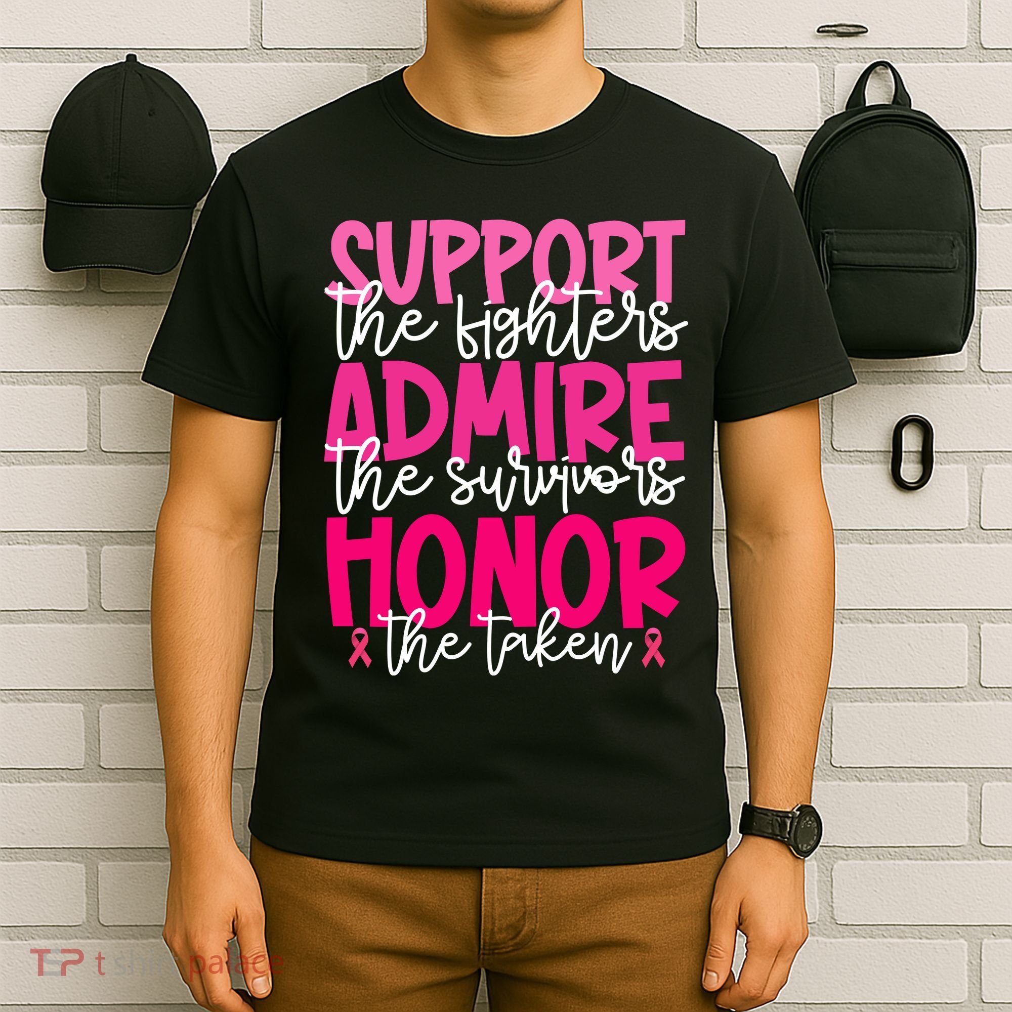 Breast Cancer Awareness Support Admire Honor Ribbon T-Shirt
