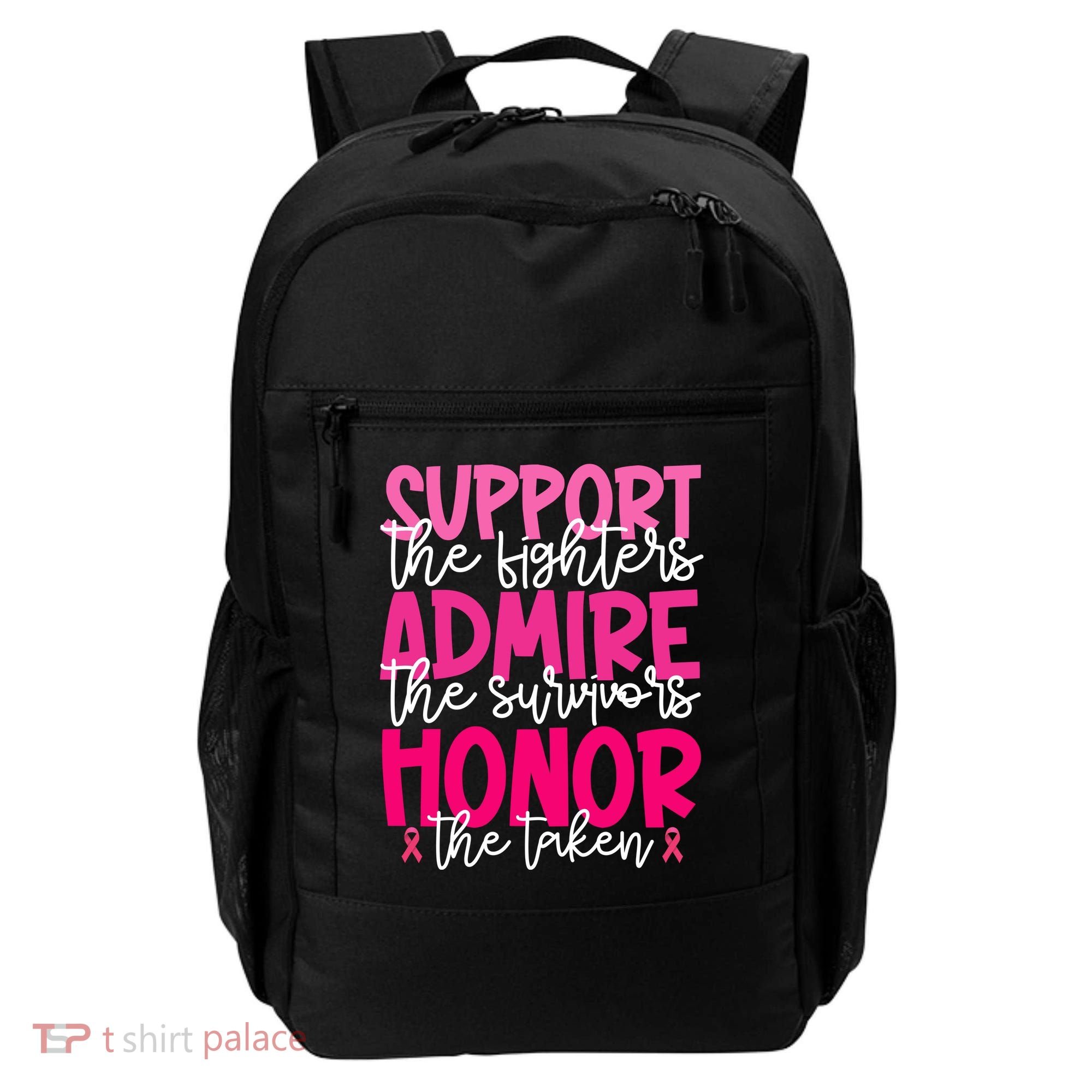 Breast Cancer Awareness Support Admire Honor Ribbon Backpack