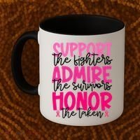 Breast Cancer Awareness Support Admire Honor Ribbon Coffee Mug thumb 2