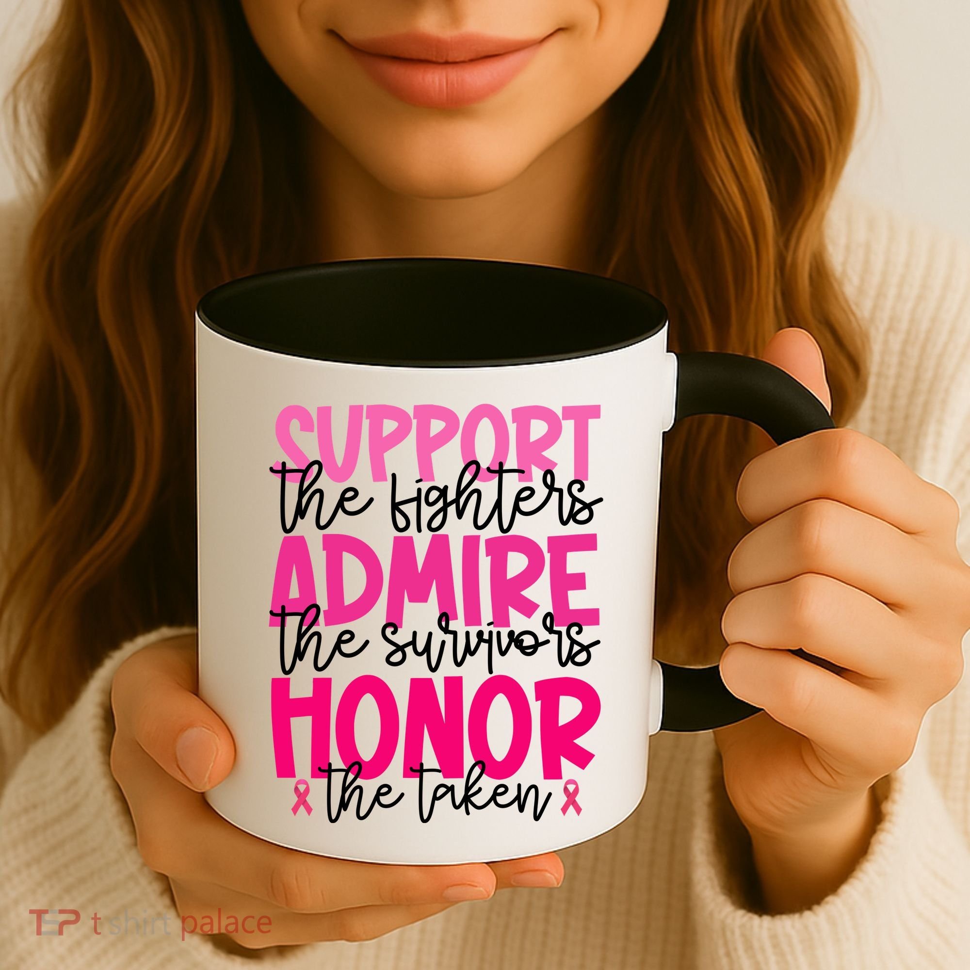 Breast Cancer Awareness Support Admire Honor Ribbon Coffee Mug