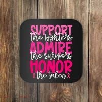 Breast Cancer Awareness Support Admire Honor Ribbon Coaster thumb 0