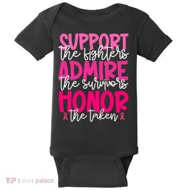 Breast Cancer Awareness Support Admire Honor Ribbon Baby Bodysuit