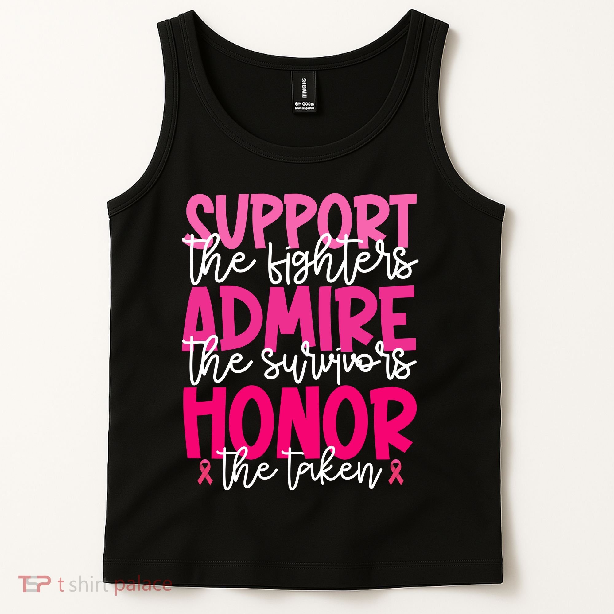 Breast Cancer Awareness Support Admire Honor Ribbon Tank Top