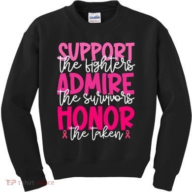Breast Cancer Awareness Support Admire Honor Ribbon Kids Sweatshirt