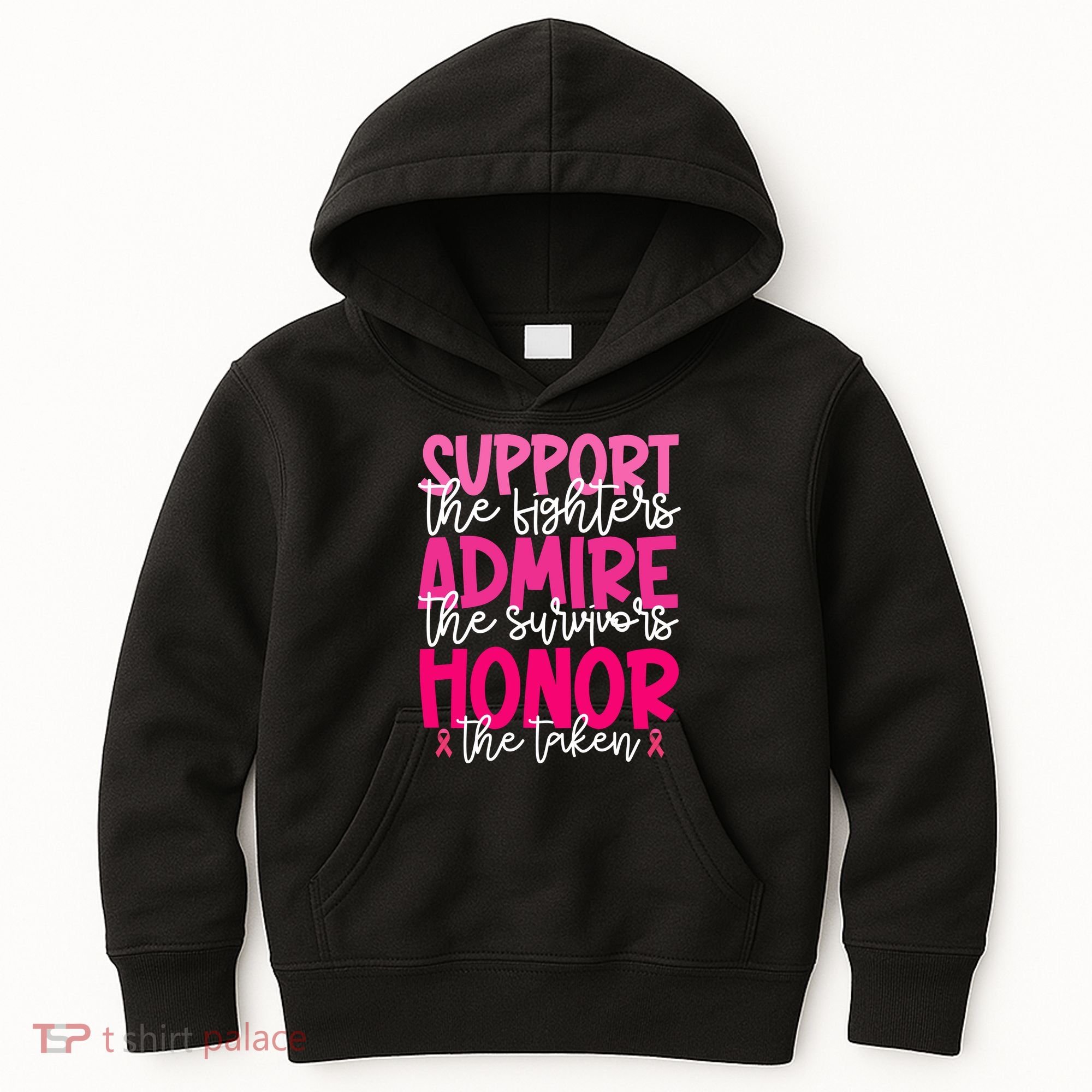Breast Cancer Awareness Support Admire Honor Ribbon Kids Hoodie