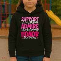 Breast Cancer Awareness Support Admire Honor Ribbon Kids Hoodie thumb 3