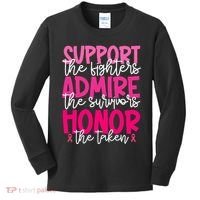 Breast Cancer Awareness Support Admire Honor Ribbon Kids Long Sleeve Shirt thumb 0