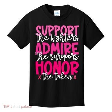 Breast Cancer Awareness Support Admire Honor Ribbon Kids T-Shirt