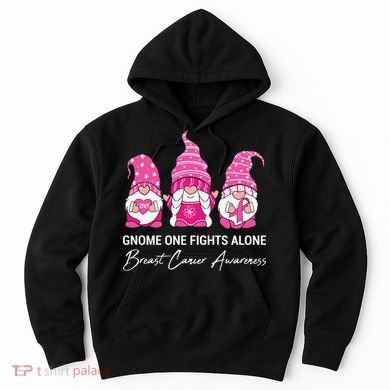 Breast Cancer Awareness Gnome No One Fights Alone Hoodie