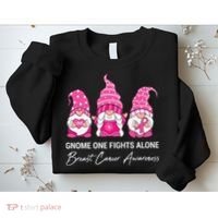 Breast Cancer Awareness Gnome No One Fights Alone Sweatshirt thumb 2