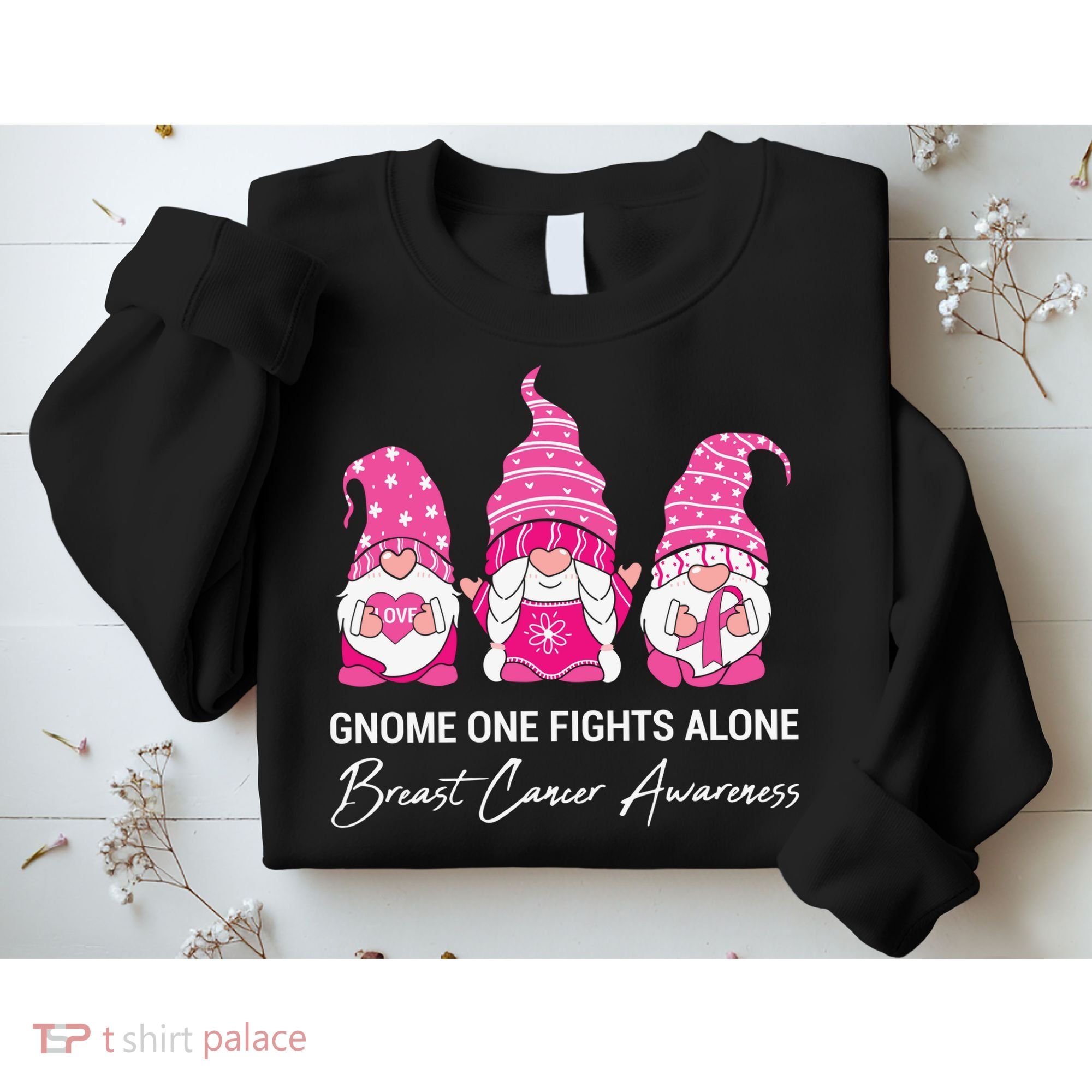 Breast Cancer Awareness Gnome No One Fights Alone Sweatshirt