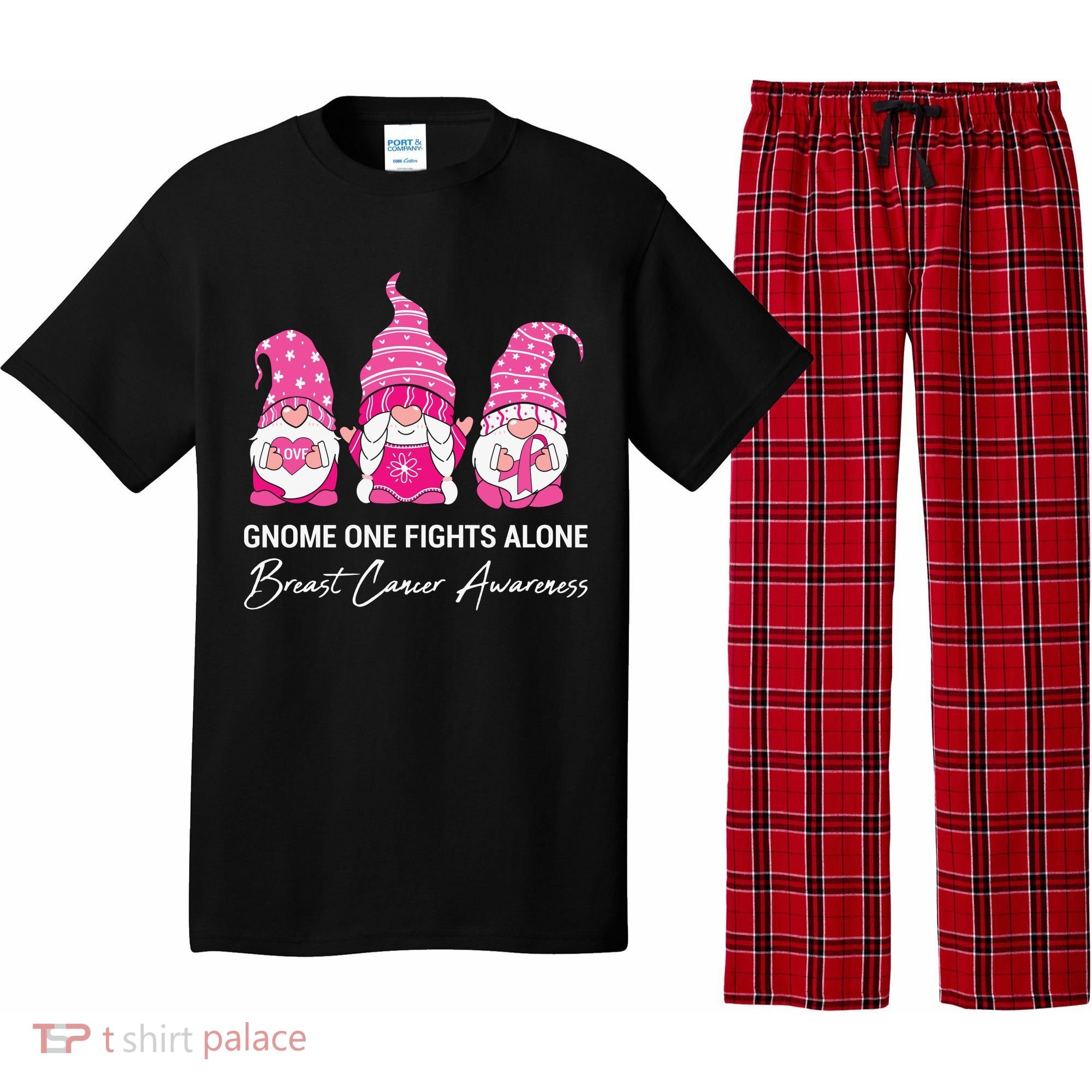 Breast Cancer Awareness Gnome No One Fights Alone Pajama Set