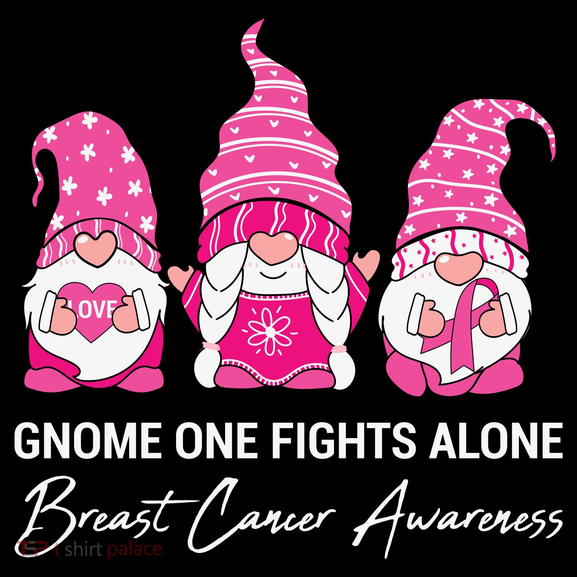 Breast Cancer Awareness Gnome No One Fights Alone Women's Hoodie