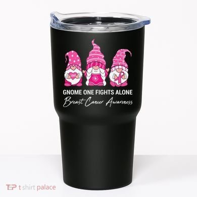 Breast Cancer Awareness Gnome No One Fights Alone Tumbler