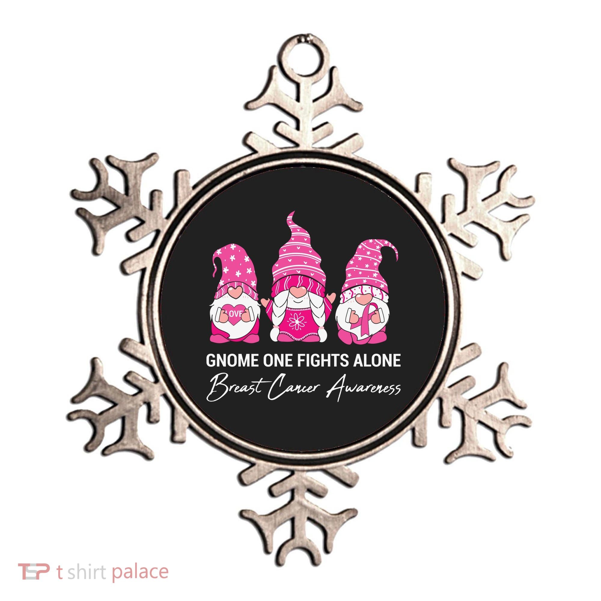 Breast Cancer Awareness Gnome No One Fights Alone Ornament