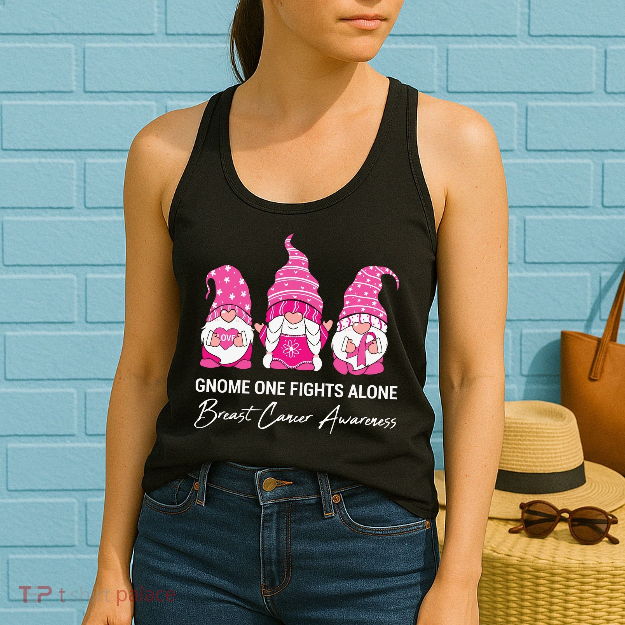 Breast Cancer Awareness Gnome No One Fights Alone Women's Tank Top
