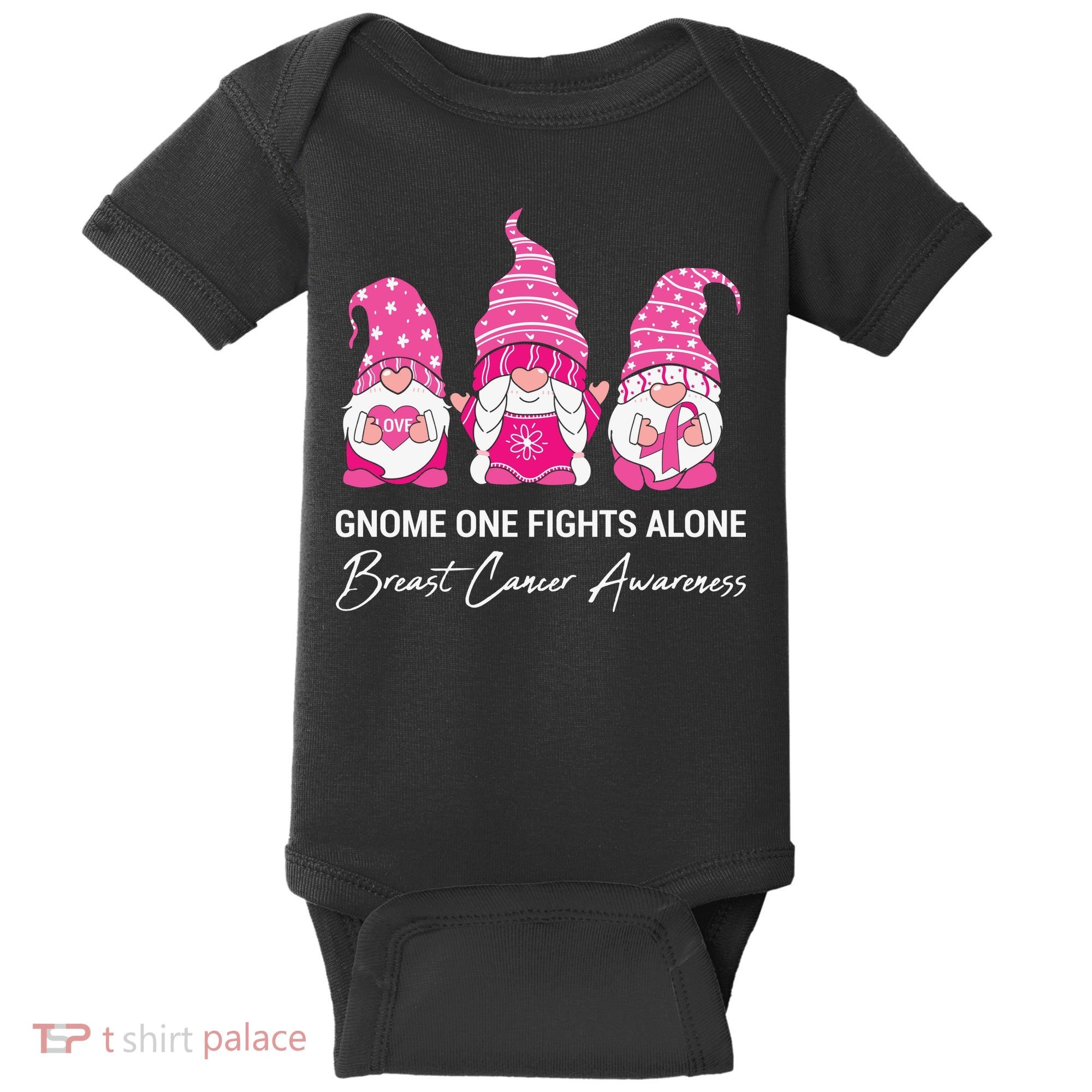 Breast Cancer Awareness Gnome No One Fights Alone Baby Bodysuit