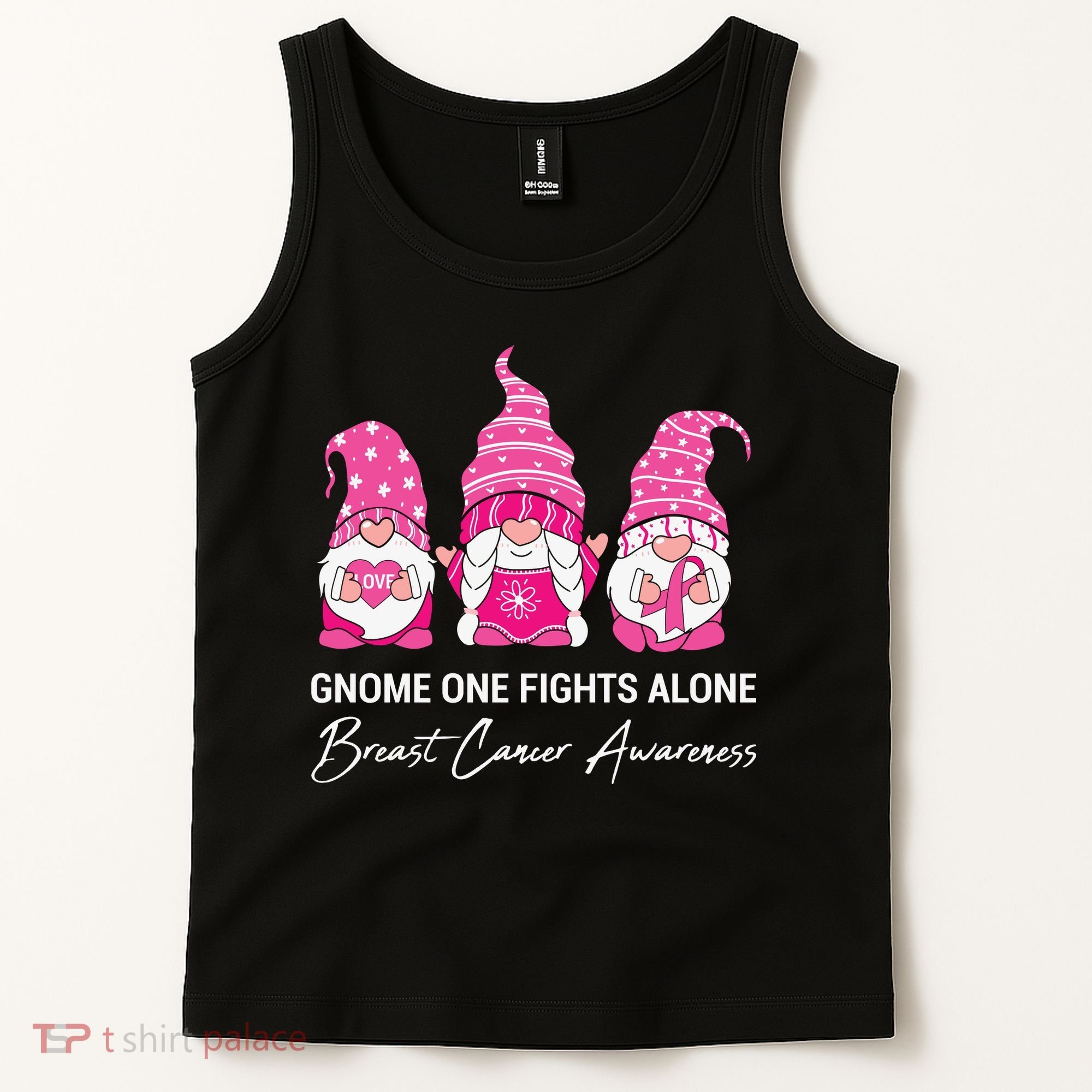 Breast Cancer Awareness Gnome No One Fights Alone Tank Top