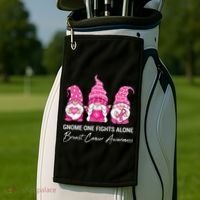 Breast Cancer Awareness Gnome No One Fights Alone Golf Towel thumb 2