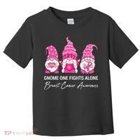 Breast Cancer Awareness Gnome No One Fights Alone Toddler T-Shirt thumb 0
