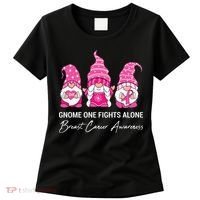 Breast Cancer Awareness Gnome No One Fights Alone Women's T-Shirt thumb 0