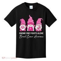Breast Cancer Awareness Gnome No One Fights Alone Kids T-Shirt thumb 0