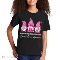 Breast Cancer Awareness Gnome No One Fights Alone Kids T-Shirt thumb 2