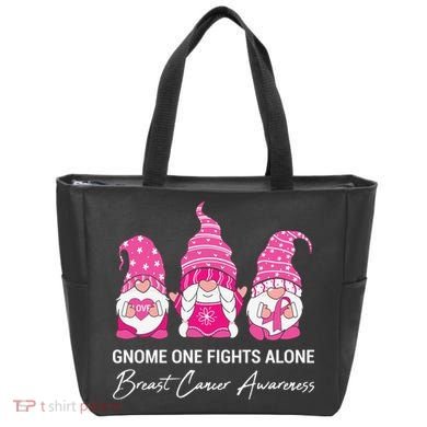 Breast Cancer Awareness Gnome No One Fights Alone Tote Bag