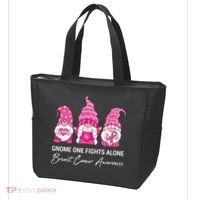 Breast Cancer Awareness Gnome No One Fights Alone Tote Bag thumb 3