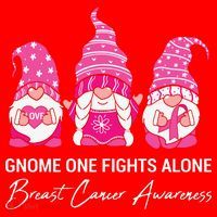 Breast Cancer Awareness Gnome No One Fights Alone Santa Hat thumb 1