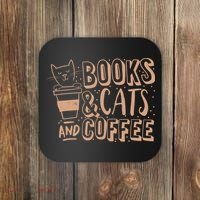 Books Cats And Coffee Lover Coaster thumb 0
